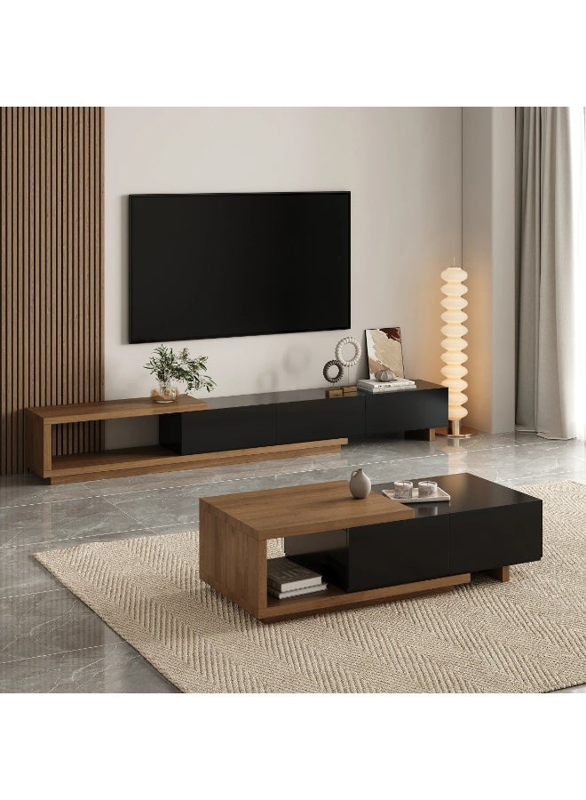 Malazhouse Modern extendable Living room Set Brown and Black - Image 1